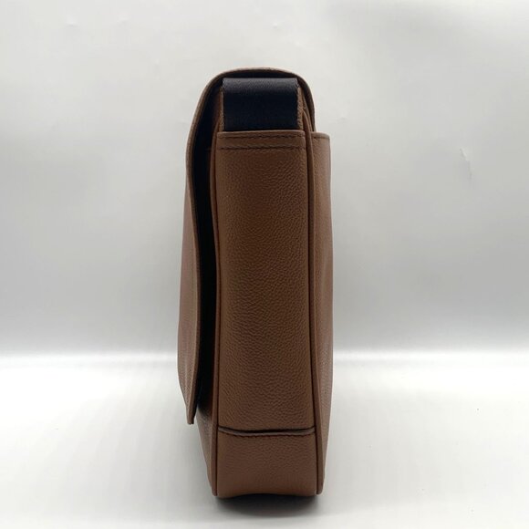 Michael Kors Medium Brown Crossgrain Leather Harrison Messenger Bag - Picture 3 of 11